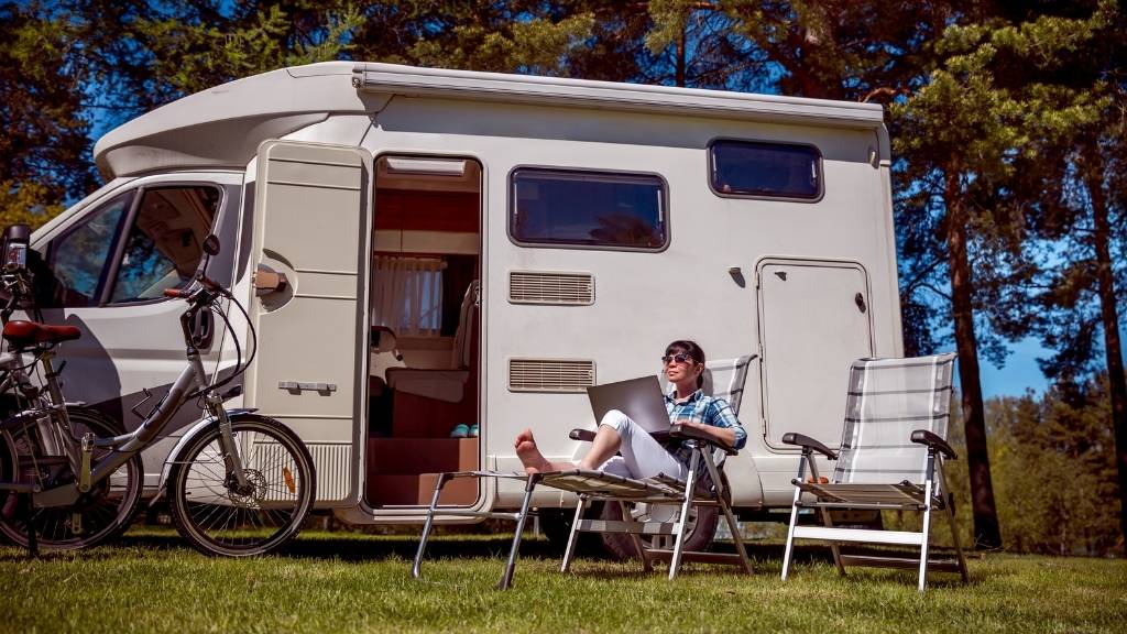 Relaxing next to a secure motorhome