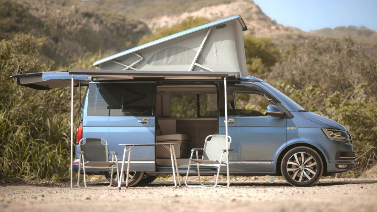 VW California Hire UK - Cali Ocean set up ready for camping